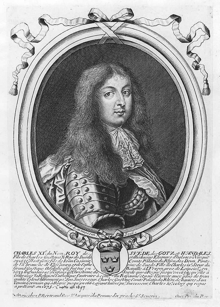 ritratto di Carlo XI re di Svezia (stampa) di Larmessin Nicolas de (sec. XVII)