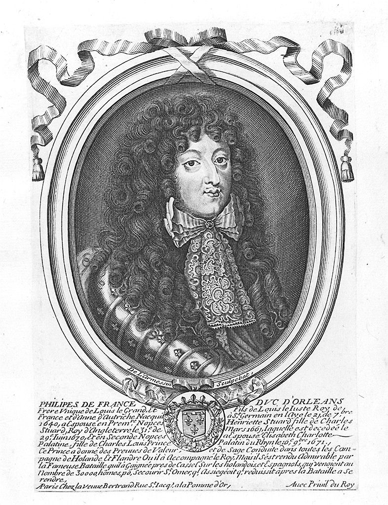 ritratto di Filippo di Francia duca d'Orleans (stampa) di Larmessin Nicolas de (ultimo quarto sec. XVII)