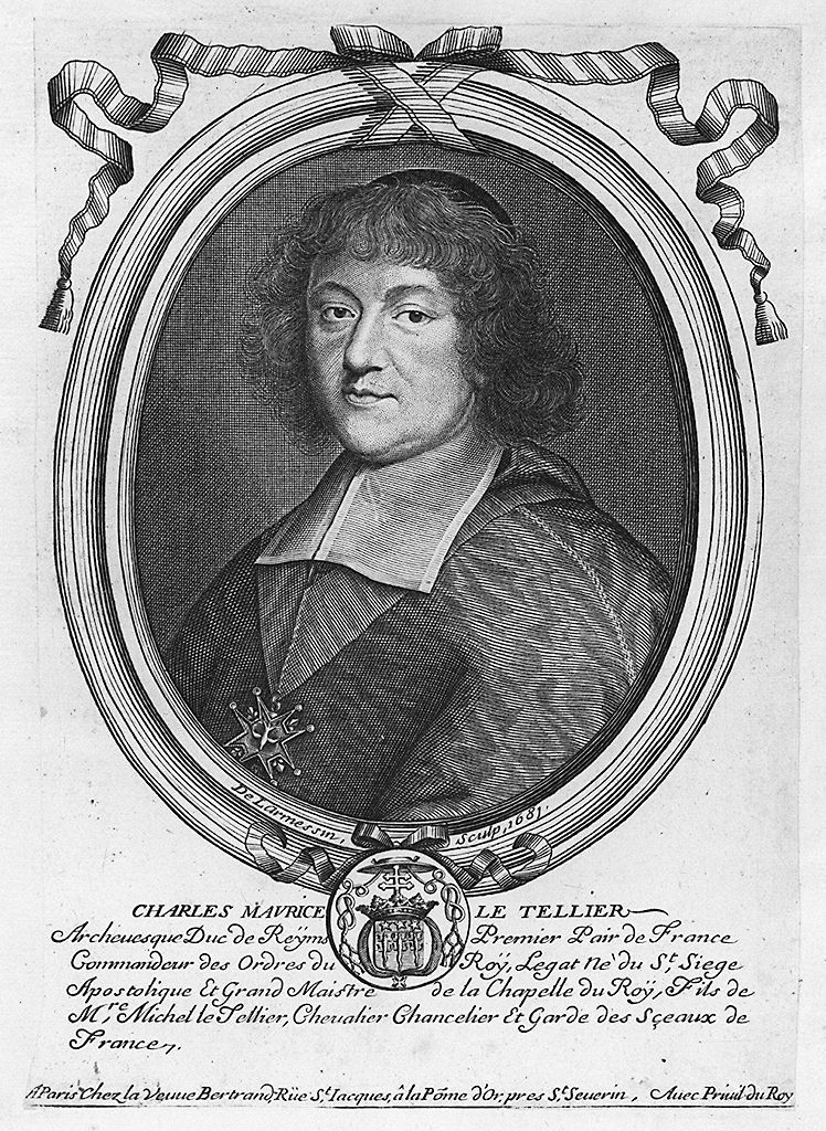 ritratto di Charles Maurice Le Tellier (stampa) di Larmessin Nicolas de (sec. XVII)