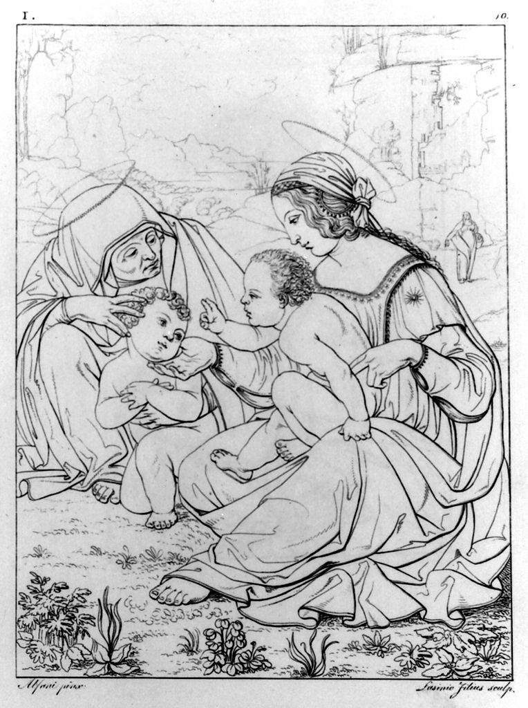 Sacra Famiglia con Sant'Anna (stampa, elemento d'insieme) di Lasinio Giovanni Paolo, Gozzini Vincenzo (sec. XIX)