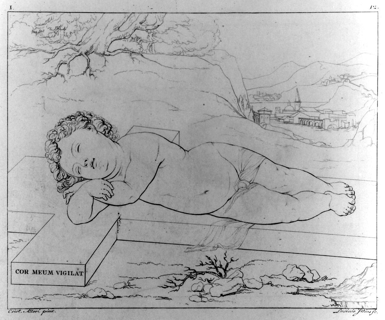 Gesù Bambino dormiente sulla croce (stampa, elemento d'insieme) di Lasinio Giovanni Paolo, Gozzini Vincenzo (sec. XIX)