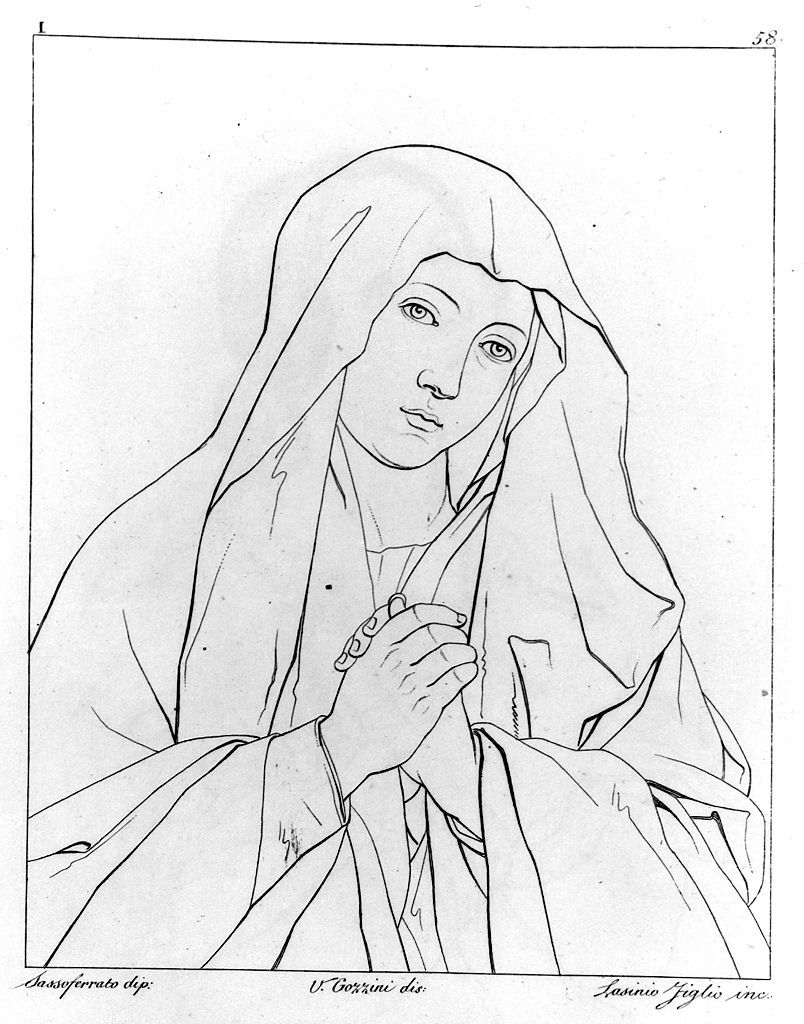 Madonna addolorata (stampa, elemento d'insieme) di Lasinio Giovanni Paolo, Gozzini Vincenzo, Salvi Giovanni Battista detto Sassoferrato (sec. XIX)