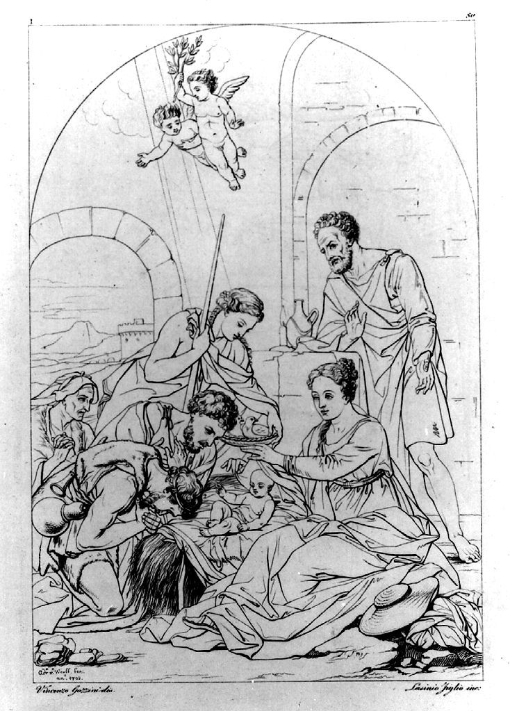 adorazione dei pastori (stampa, elemento d'insieme) di Lasinio Giovanni Paolo, Gozzini Vincenzo (sec. XIX)