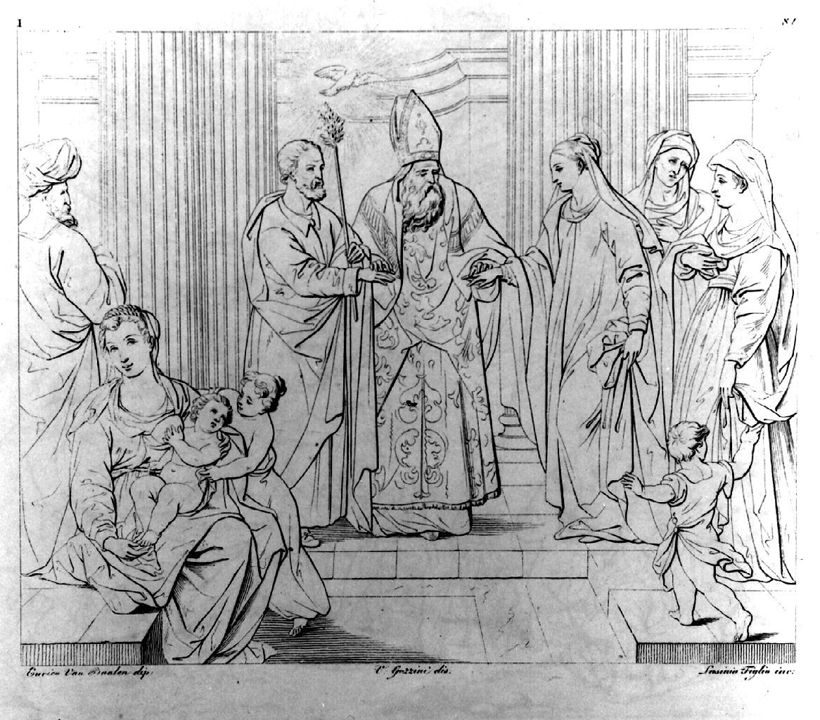 sposalizio di Maria Vergine (stampa, elemento d'insieme) di Lasinio Giovanni Paolo, Gozzini Vincenzo, Balen Hendrick van (sec. XIX)