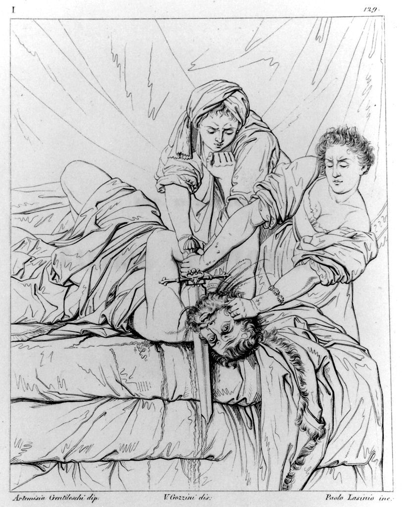 Giuditta decapita Oloferne (stampa, elemento d'insieme) di Lasinio Giovanni Paolo, Gozzini Vincenzo, Gentileschi Artemisia (sec. XIX)