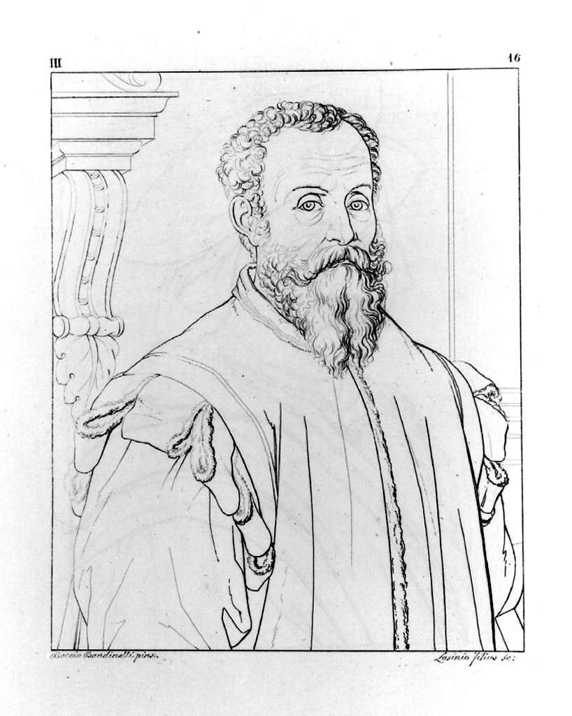 autoritratto di Baccio Bandinelli (stampa, elemento d'insieme) di Lasinio Giovanni Paolo, Gozzini Vincenzo, Bandinelli Bartolomeo detto Baccio Bandinelli (sec. XIX)