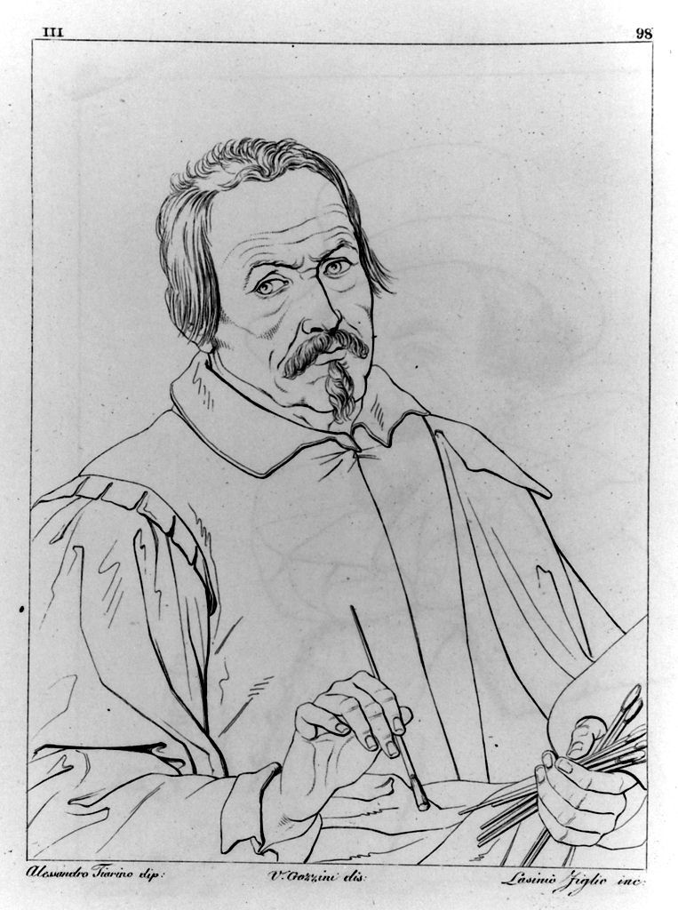 autoritratto di Alessandro Tiarini (stampa, elemento d'insieme) di Lasinio Giovanni Paolo, Gozzini Vincenzo, Tiarini Alessandro (sec. XIX)
