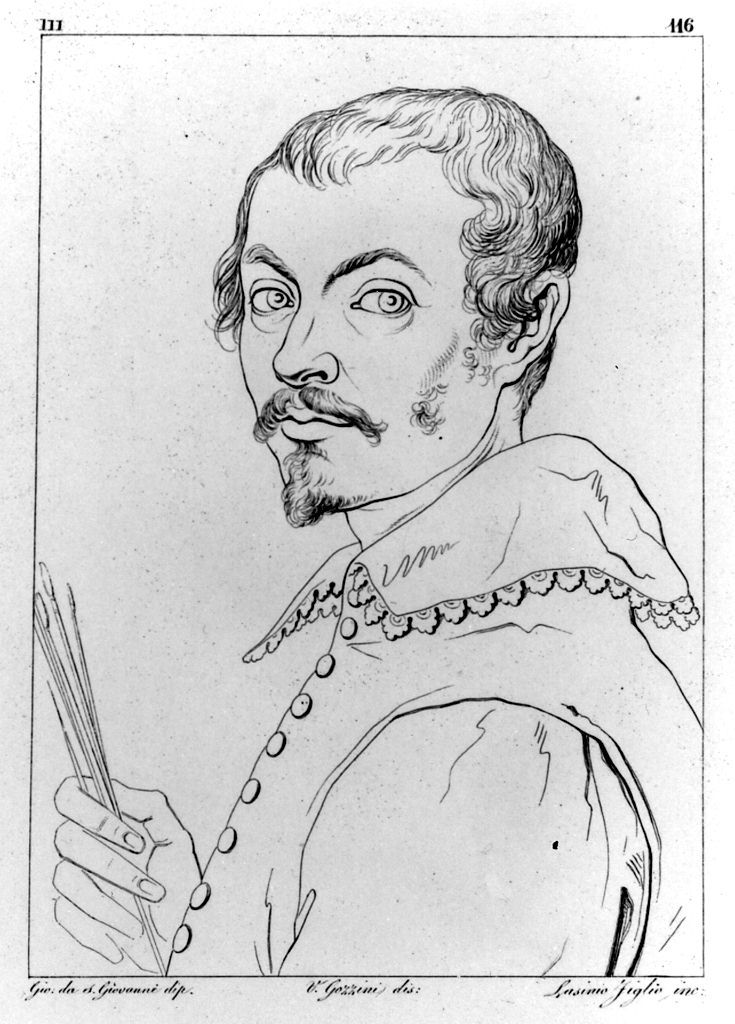 autoritratto di Giovanni da San Giovanni (stampa, elemento d'insieme) di Lasinio Giovanni Paolo, Gozzini Vincenzo, Mannozzi Giovanni detto Giovanni da San Giovanni (sec. XIX)