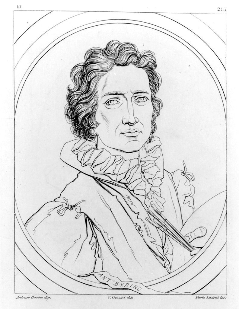 autoritratto di Antonio Burrini (stampa, elemento d'insieme) di Lasinio Giovanni Paolo, Gozzini Vincenzo, Burrini Giovan Antonio (sec. XIX)