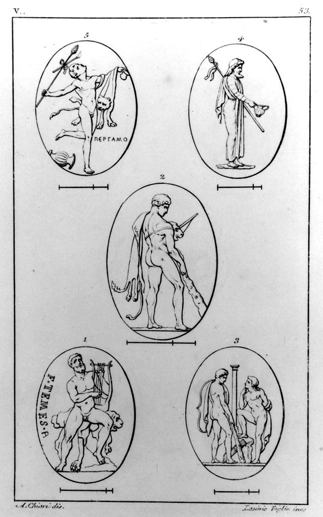 personaggi mitologici (stampa, elemento d'insieme) di Lasinio Giovanni Paolo, Chiari Alessandro (sec. XIX)