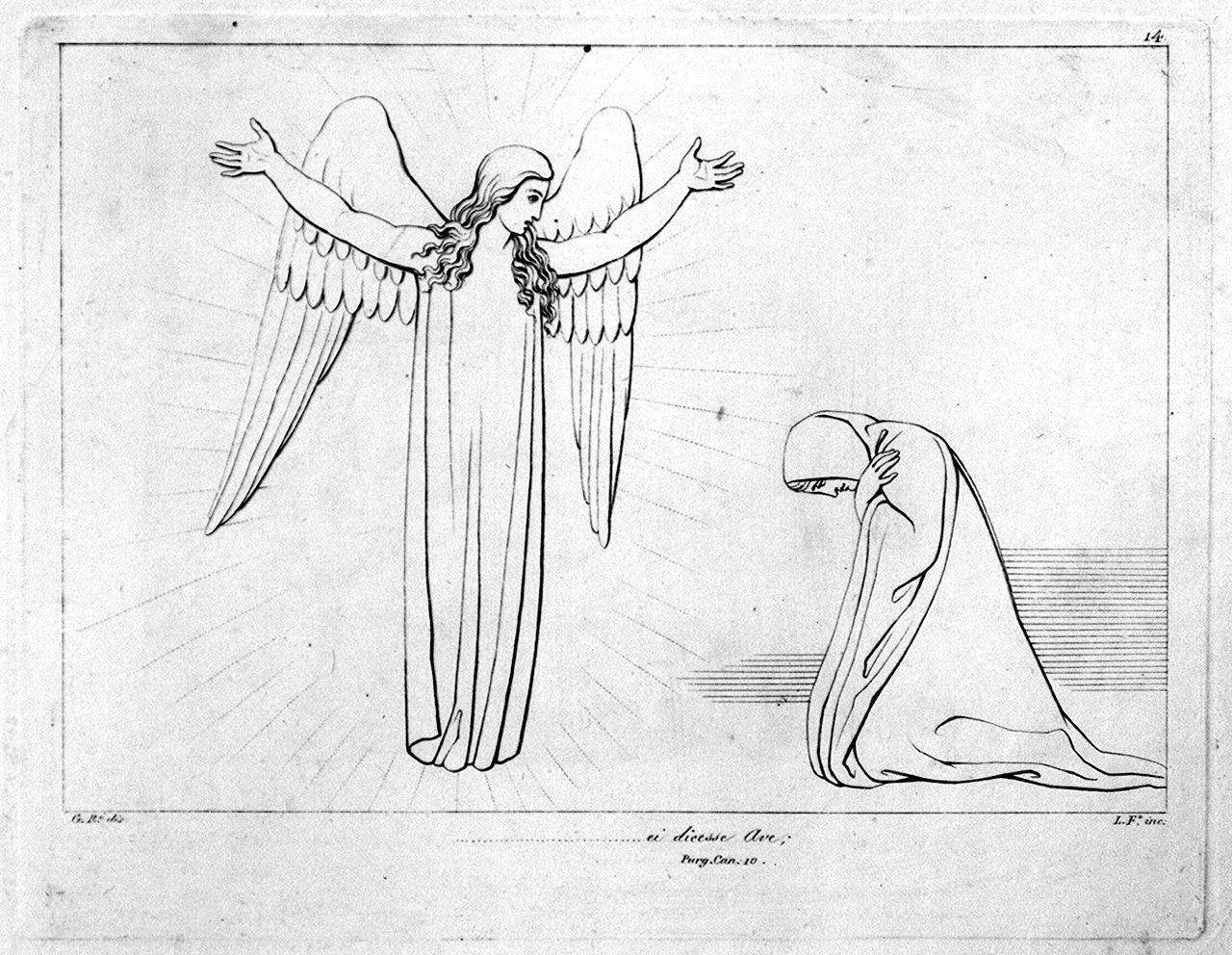 annunciazione (stampa, elemento d'insieme) di Lasinio Giovanni Paolo, Rossi Giuseppe, Flaxman John (sec. XVIII, sec. XIX)