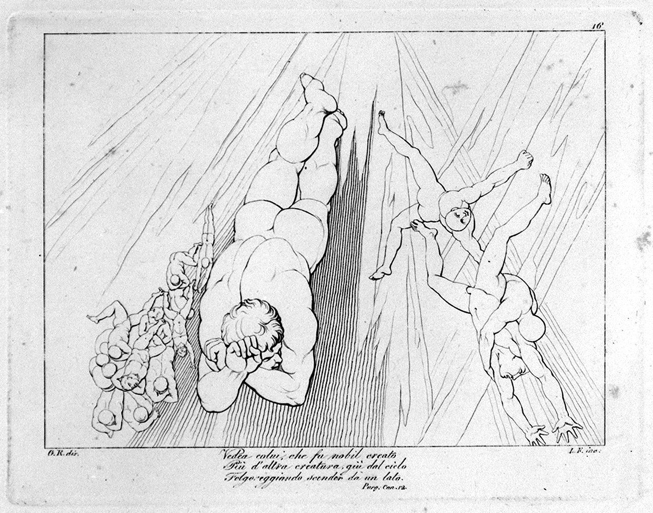 caduta degli angeli ribelli (stampa, elemento d'insieme) di Lasinio Giovanni Paolo, Rossi Giuseppe, Flaxman John (sec. XVIII, sec. XIX)