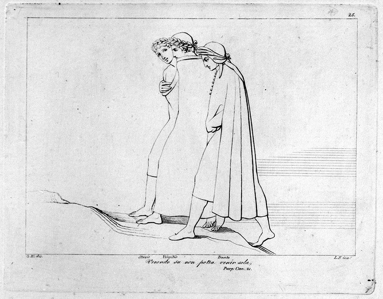 incontro di Dante e Virgilio con Stazio (stampa, elemento d'insieme) di Lasinio Giovanni Paolo, Rossi Giuseppe, Flaxman John (sec. XVIII, sec. XIX)