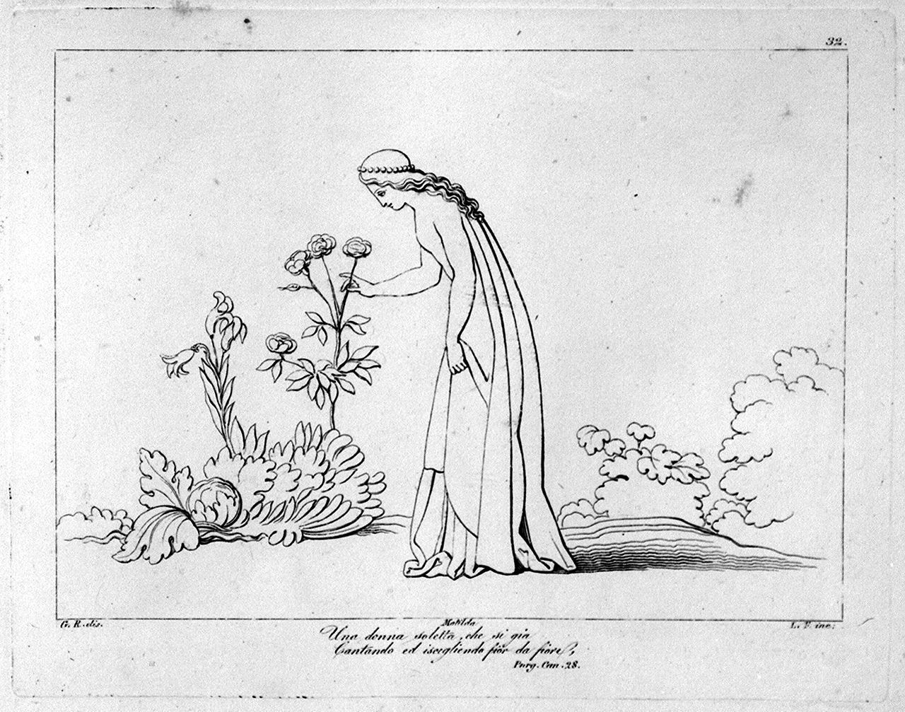 Matelda (stampa, elemento d'insieme) di Lasinio Giovanni Paolo, Rossi Giuseppe, Flaxman John (sec. XVIII, sec. XIX)