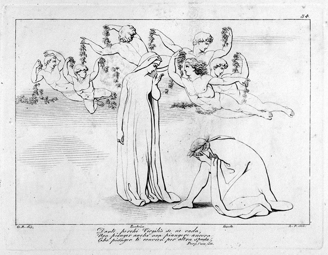Beatrice rimprovera Dante (stampa, elemento d'insieme) di Lasinio Giovanni Paolo, Rossi Giuseppe, Flaxman John (sec. XVIII, sec. XIX)