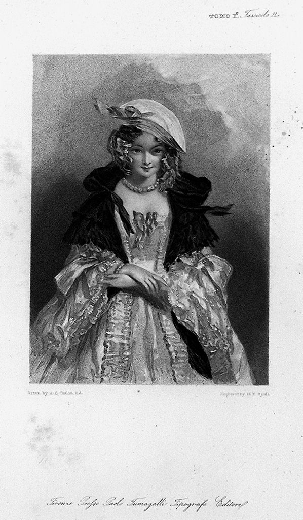 ritratto di donna (stampa, elemento d'insieme) di Ryall Henry Thomas (sec. XIX, sec. XIX)