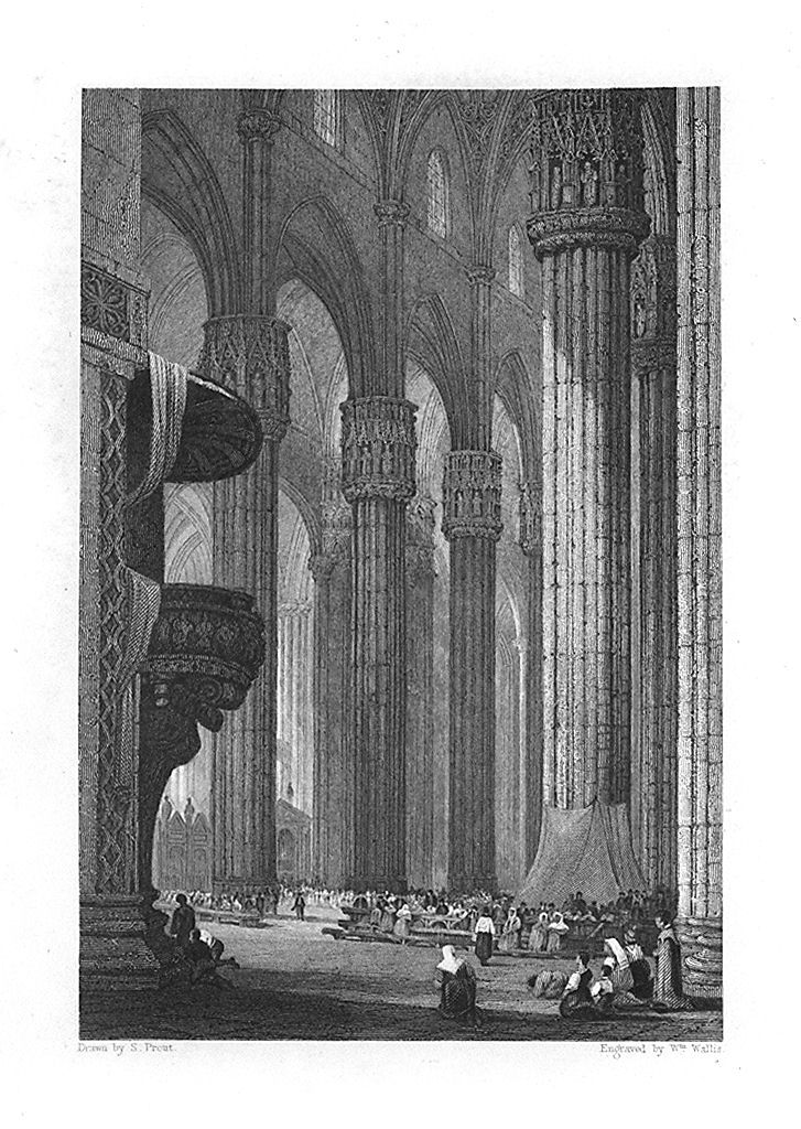 interno della cattedrale di Milano (stampa, elemento d'insieme) di Wallis Robert, Prout Samuel (sec. XIX)