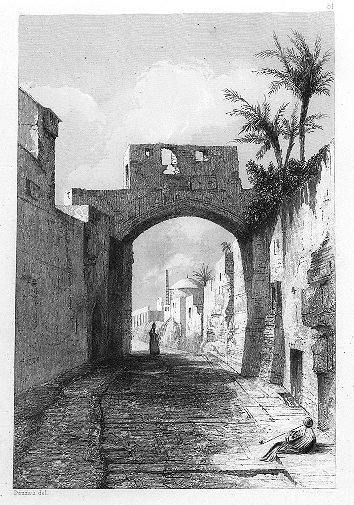 veduta della porta dell'Ecce Homo a Gerusalemme (stampa smarginata, elemento d'insieme) di Lepetit A (sec. XIX)