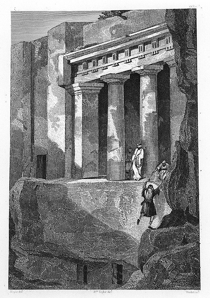 veduta della tomba di San Giacomo nella valle di Giosafat (stampa smarginata, elemento d'insieme) di Finden William (sec. XIX)