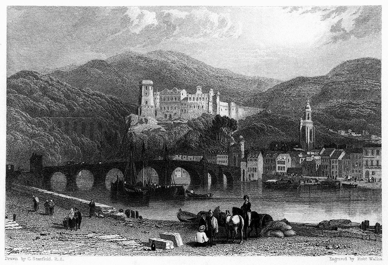 veduta di Heidelberg (stampa, elemento d'insieme) di Wallis Robert (sec. XIX)