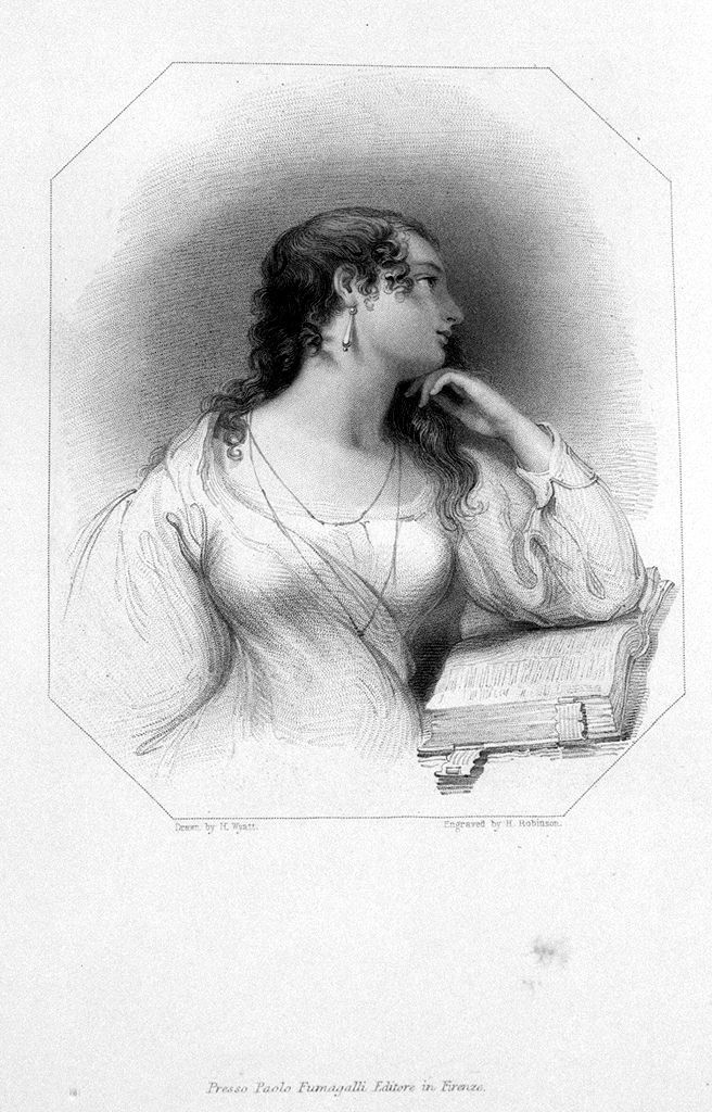 ritratto di donna con libro (stampa, elemento d'insieme) di Robinson John Henry (sec. XIX)
