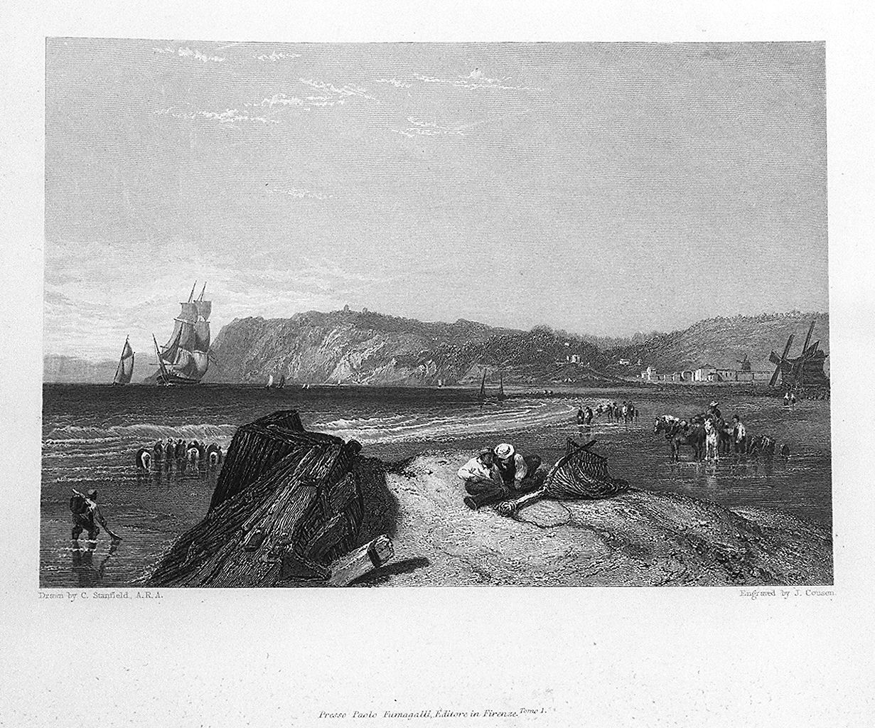 veduta della costa di Havre (stampa, elemento d'insieme) di Cousen John, Stanfield Clarkson (sec. XIX)