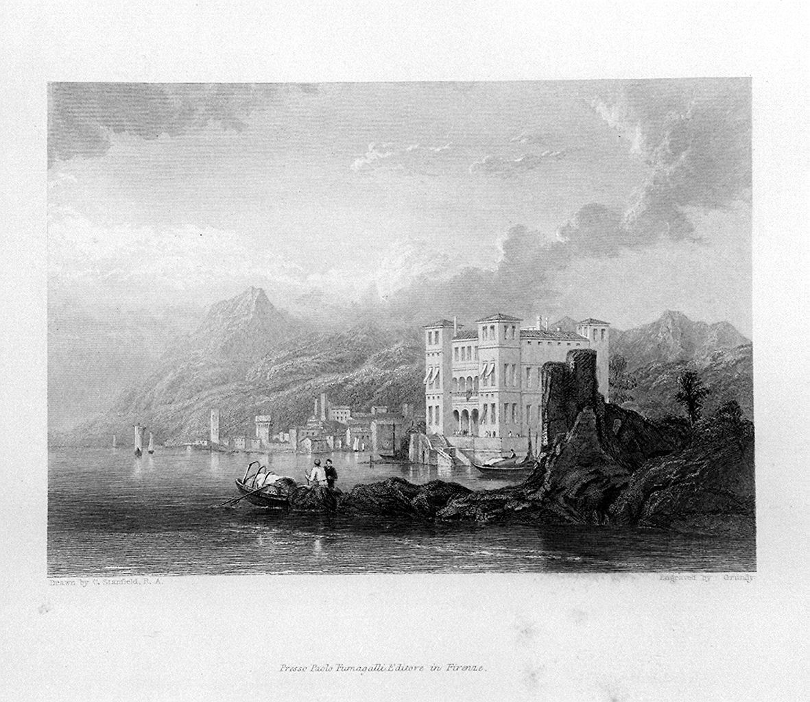 veduta del lago di Como (stampa, elemento d'insieme) di Stanfield Clarkson (sec. XIX)