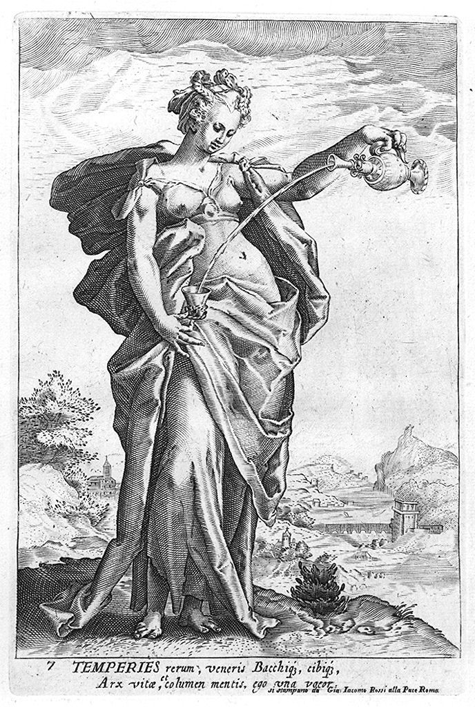 Temperanza (stampa, elemento d'insieme) di Thomassin Philippe, Goltzius Hendrick (secc. XVI/ XVII)