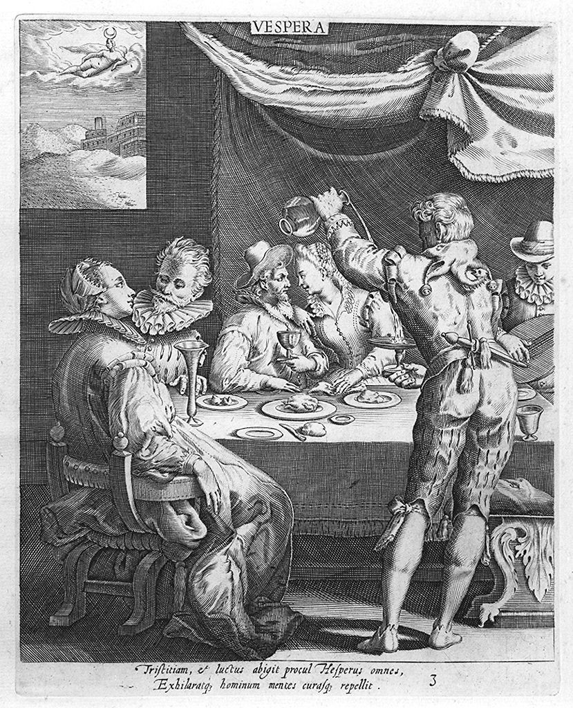 allegoria della sera (stampa, elemento d'insieme) di Thomassin Philippe, Goltzius Hendrick (secc. XVI/ XVII)