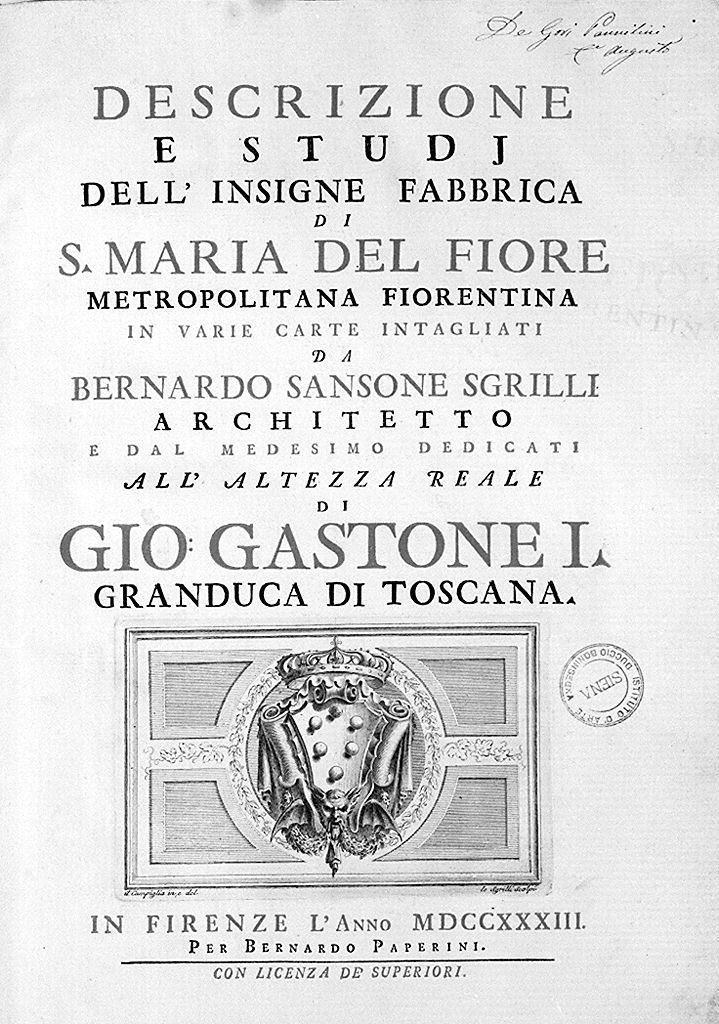 stemma gentilizio della famiglia de' Medici (stampa, elemento d'insieme) di Sgrilli Bernardo Sansone, Campiglia Giovanni Domenico (sec. XVIII)