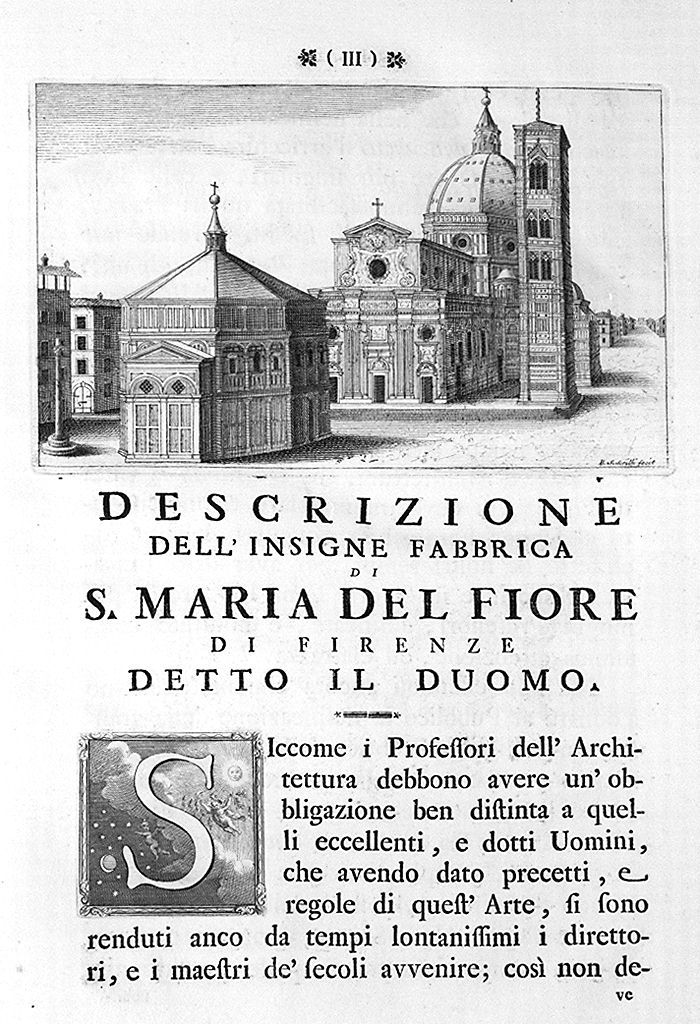 veduta di Santa Maria del Fiore e del battistero di San Giovanni a Firenze (stampa, elemento d'insieme) di Sgrilli Bernardo Sansone (sec. XVIII)