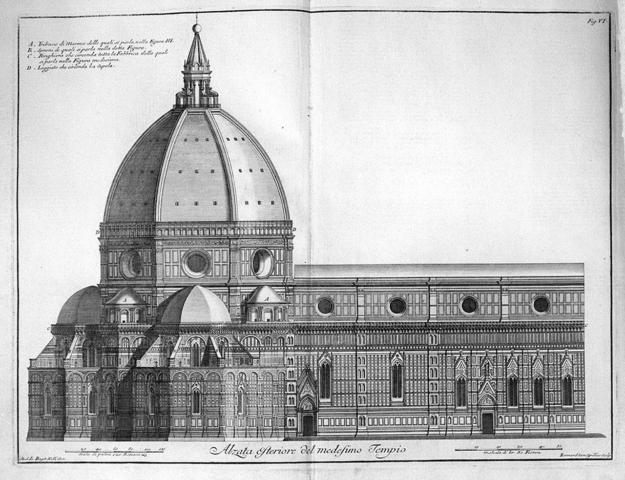 prospetto del Duomo di Firenze (stampa, elemento d'insieme) di Sgrilli Bernardo Sansone, Nelli Giovan Battista (sec. XVIII)