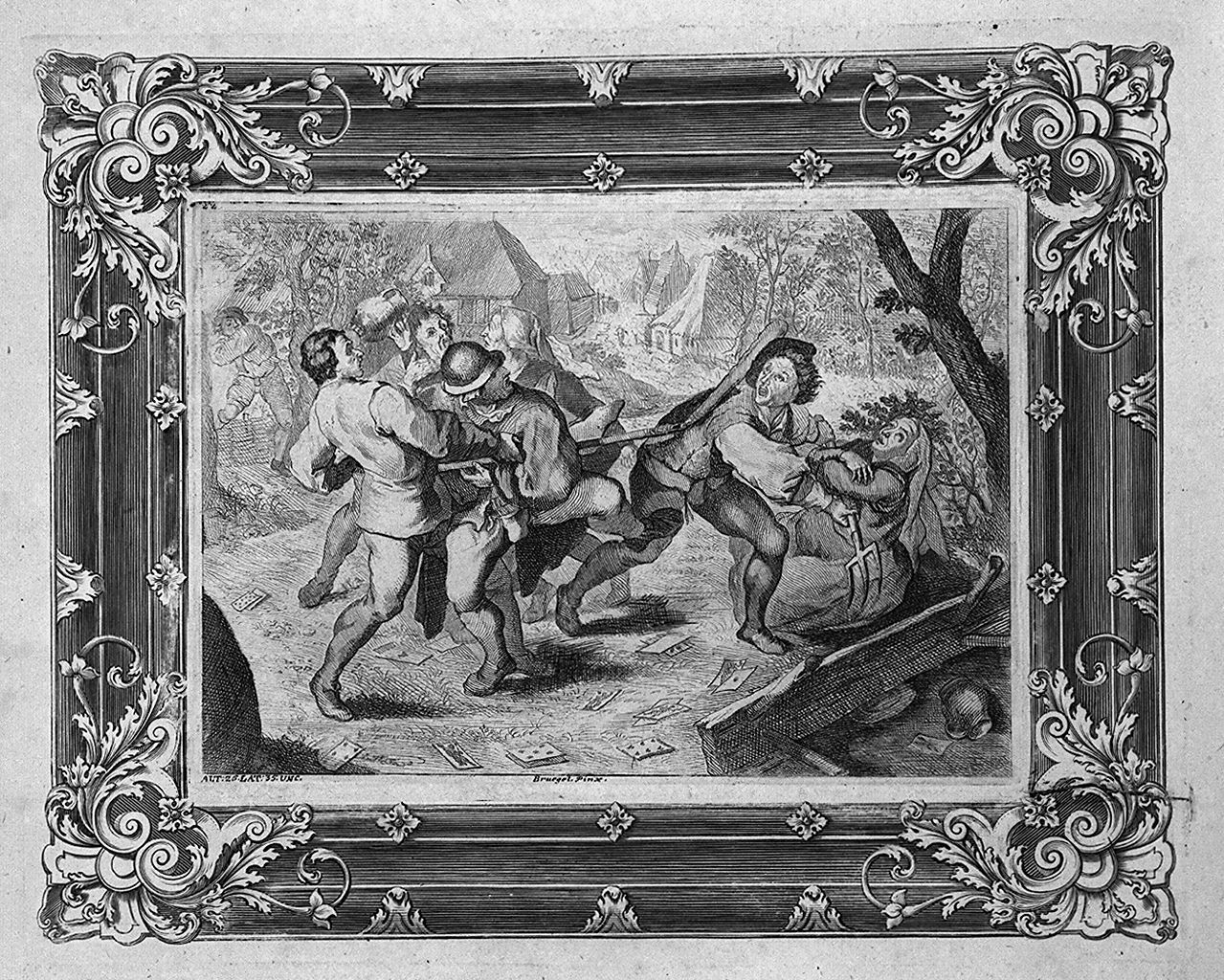 rissa tra contadini (stampa, stampa composita) di Prenner Anton Joseph von, Bruegel Jan il Vecchio detto Bruegel dei Velluti (sec. XVIII)