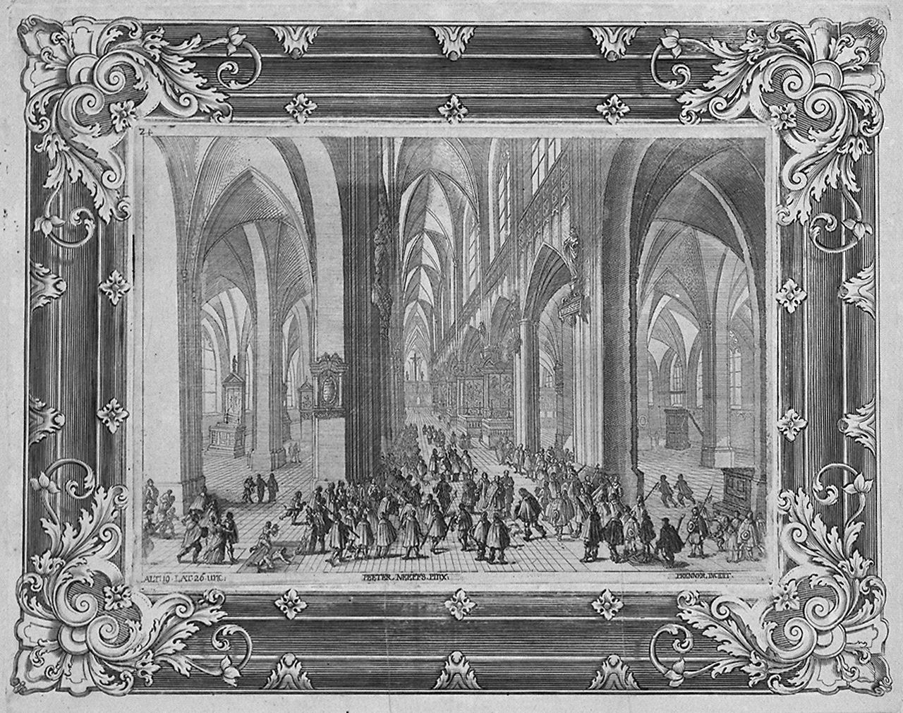 interno della chiesa di Notre Dame ad Anversa (stampa, stampa composita) di Prenner Anton Joseph von (sec. XVIII)