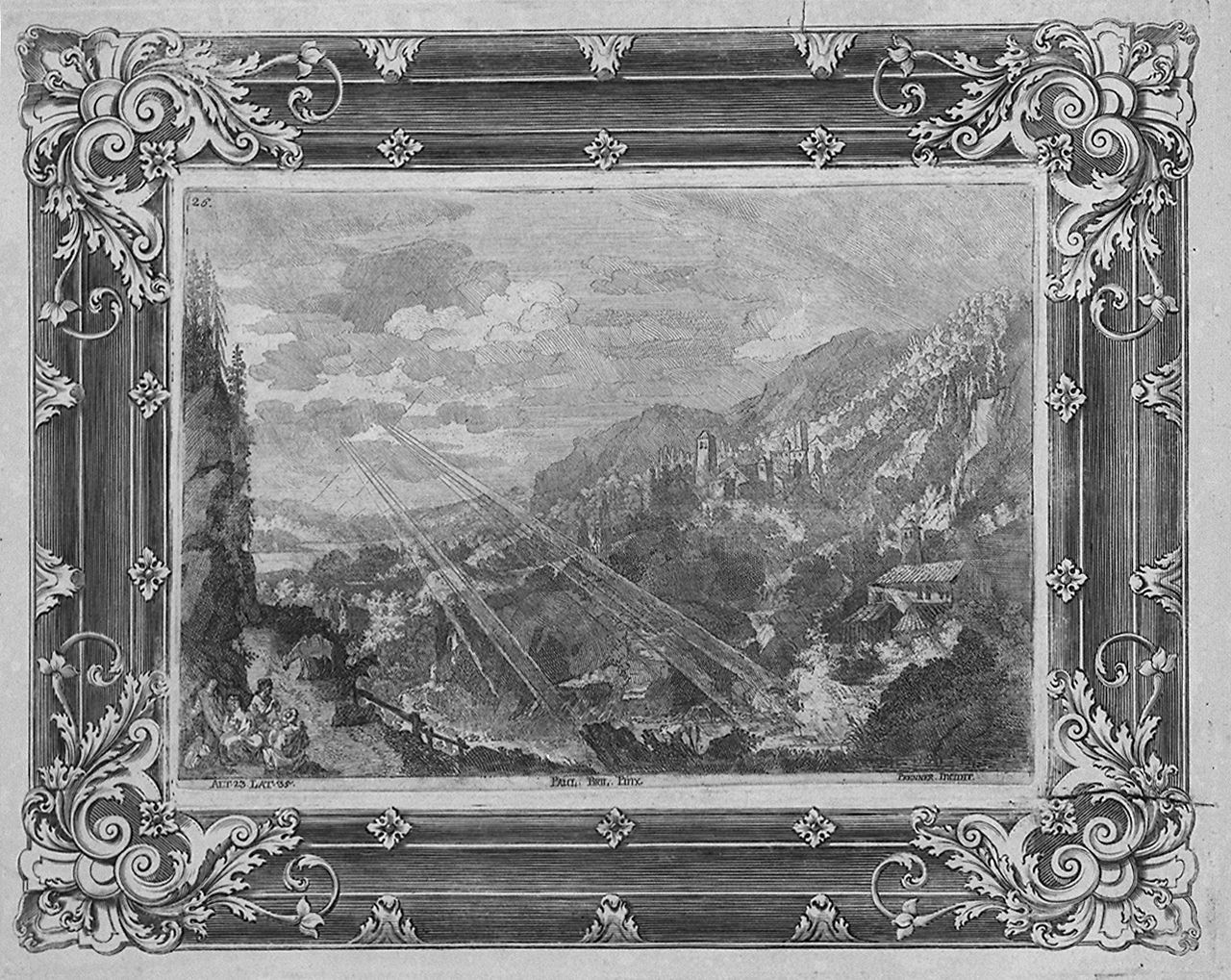 paesaggio montano (stampa, stampa composita) di Prenner Anton Joseph von (sec. XVIII)