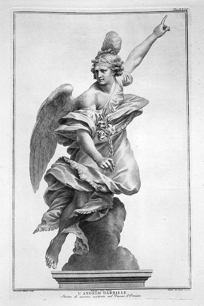 angelo annunciante (stampa, elemento d'insieme) di Bombelli Pietro Leone, Cades Giuseppe, Mochi Francesco (sec. XVIII)