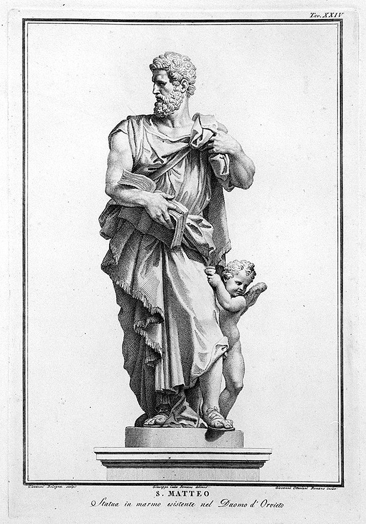 San Matteo e l'angelo (stampa, elemento d'insieme) di Cades Giuseppe (sec. XVIII)
