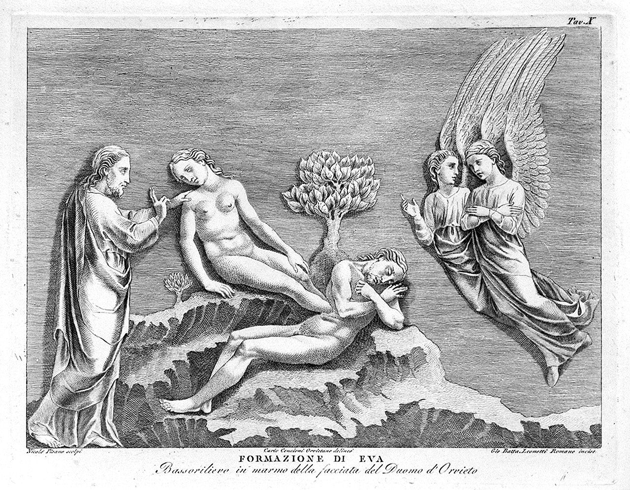 creazione di Eva (stampa, elemento d'insieme) di Leonetti Giovanni Battista, Cencioni Carlo (sec. XVIII)