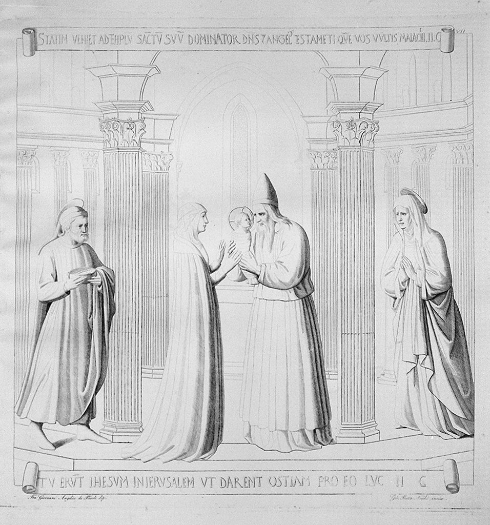 presentazione di Gesù al tempio (stampa, elemento d'insieme) di Nocchi Giovanni Battista, Guido di Pietro detto Beato Angelico (sec. XIX)