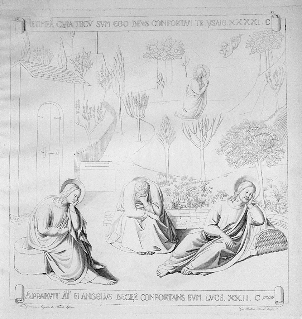 orazione di Cristo nell'orto di Getsemani (stampa, elemento d'insieme) di Nocchi Giovanni Battista, Guido di Pietro detto Beato Angelico (sec. XIX)