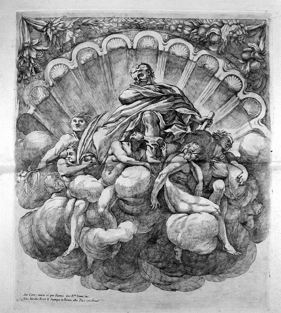 San Tommaso d'Aquino in gloria (stampa, elemento d'insieme) di Vanni Giovan Battista, Allegri Antonio detto Correggio (sec. XVII, sec. XVII)