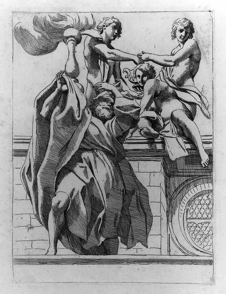 apostolo con adolescenti (stampa, elemento d'insieme) di Badalocchio Sisto, Allegri Antonio detto Correggio (sec. XVII)