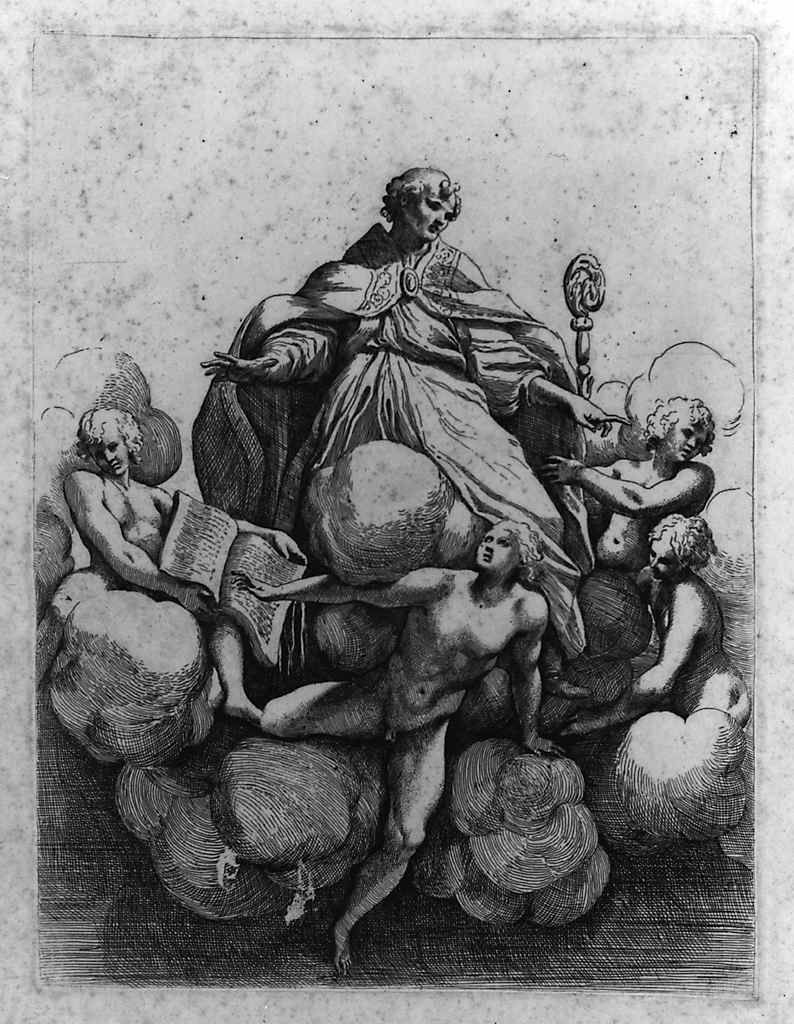 San Tommaso (stampa, elemento d'insieme) di Badalocchio Sisto, Allegri Antonio detto Correggio (sec. XVII)