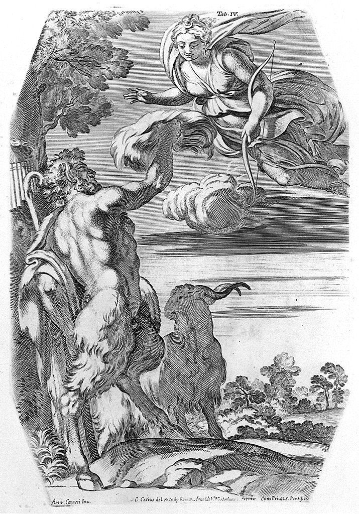 Pan e Diana (stampa, elemento d'insieme) di Cesi Carlo, Carracci Annibale (sec. XVII, sec. XVII, sec. XVIII)