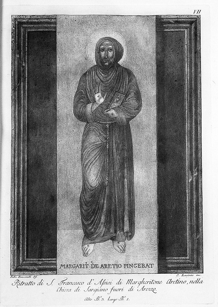 San Francesco d'Assisi (stampa, elemento d'insieme) di Lasinio Carlo, Benvenuti Pietro (sec. XVIII)