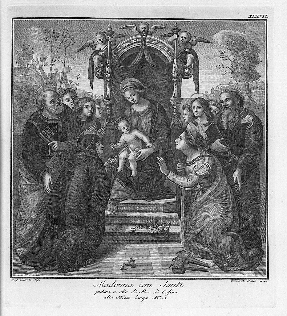 matrimonio mistico di Santa Caterina d'Alessandria (stampa, elemento d'insieme) di Giuseppe Calendi (sec. XVIII)