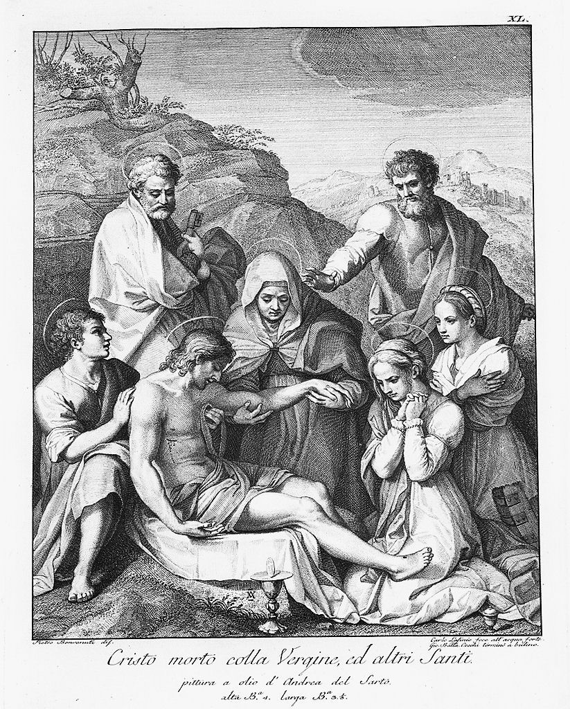 Pietà di Luco, Cristo in pietà con Santi (stampa, elemento d'insieme) di Lasinio Carlo, Benvenuti Pietro (sec. XVIII)