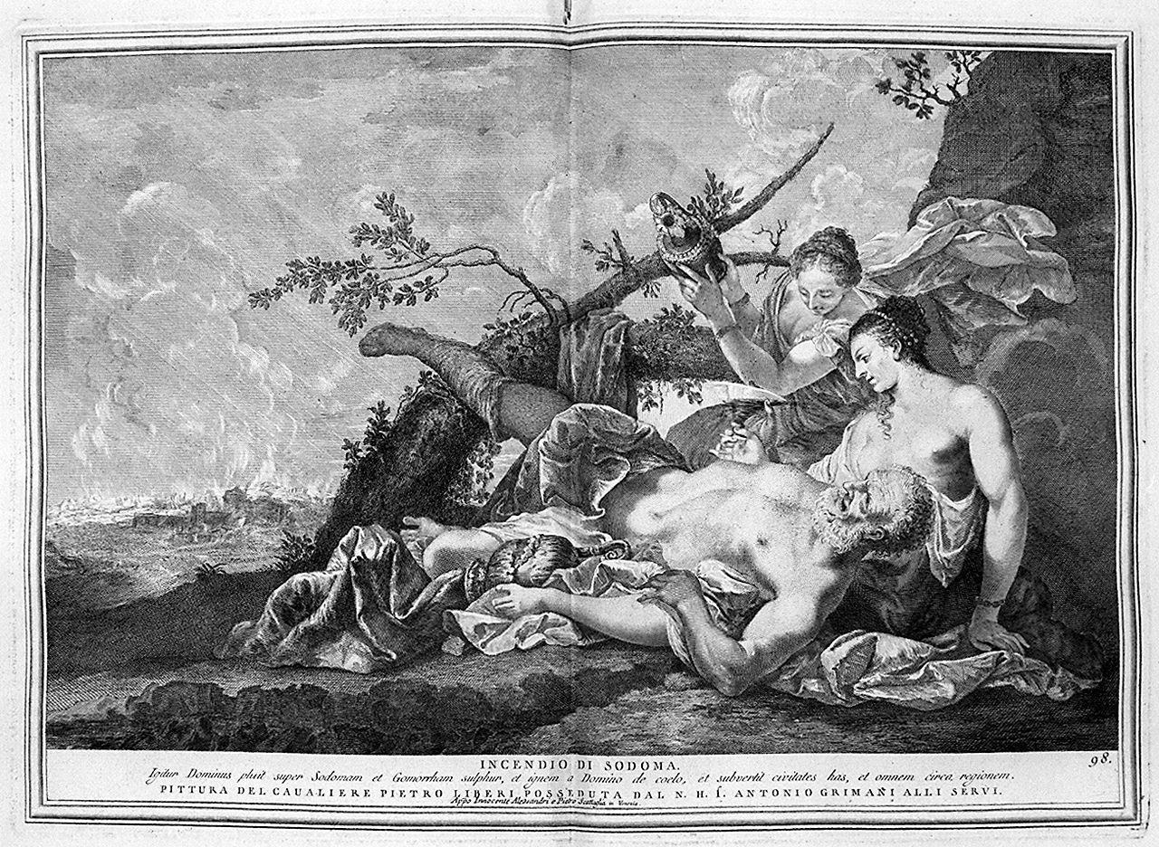 Lot e le figlie (stampa, elemento d'insieme) di Monaco Pietro (sec. XVIII, sec. XVIII, sec. XVIII)