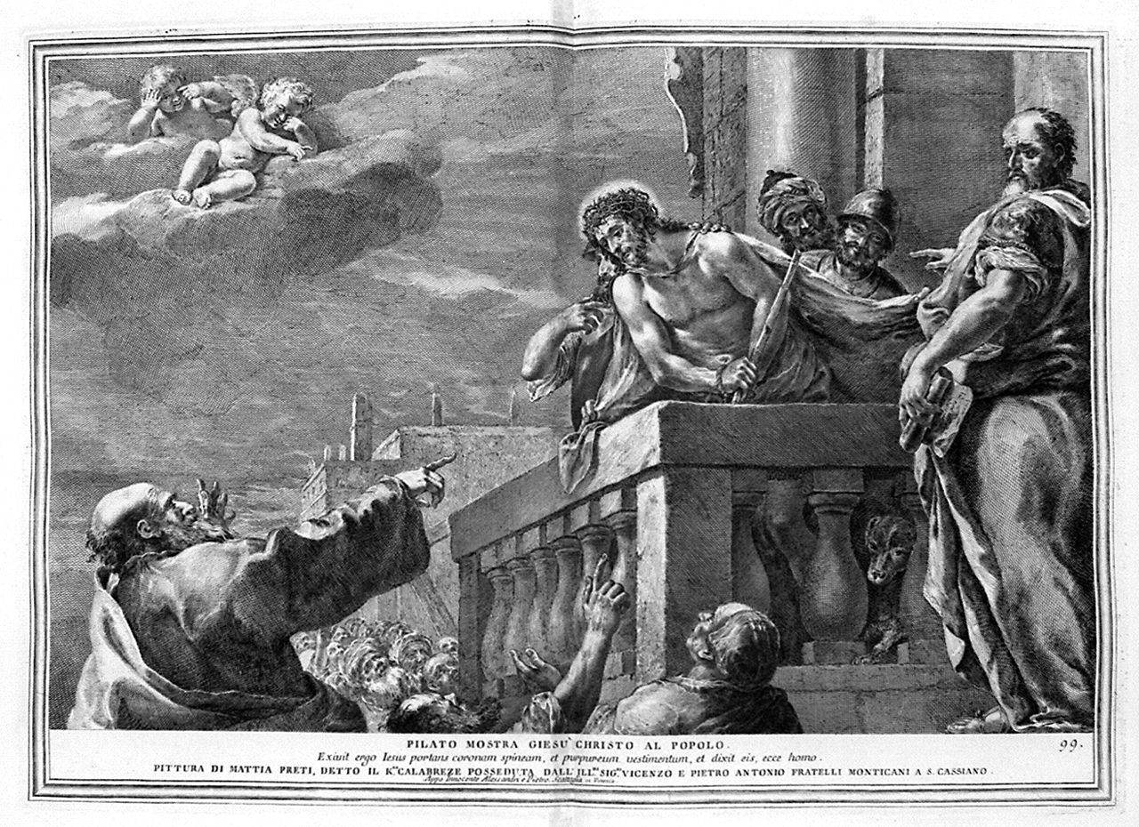 Pilato mostra Cristo al popolo (stampa, elemento d'insieme) di Monaco Pietro (sec. XVIII, sec. XVIII, sec. XVIII)