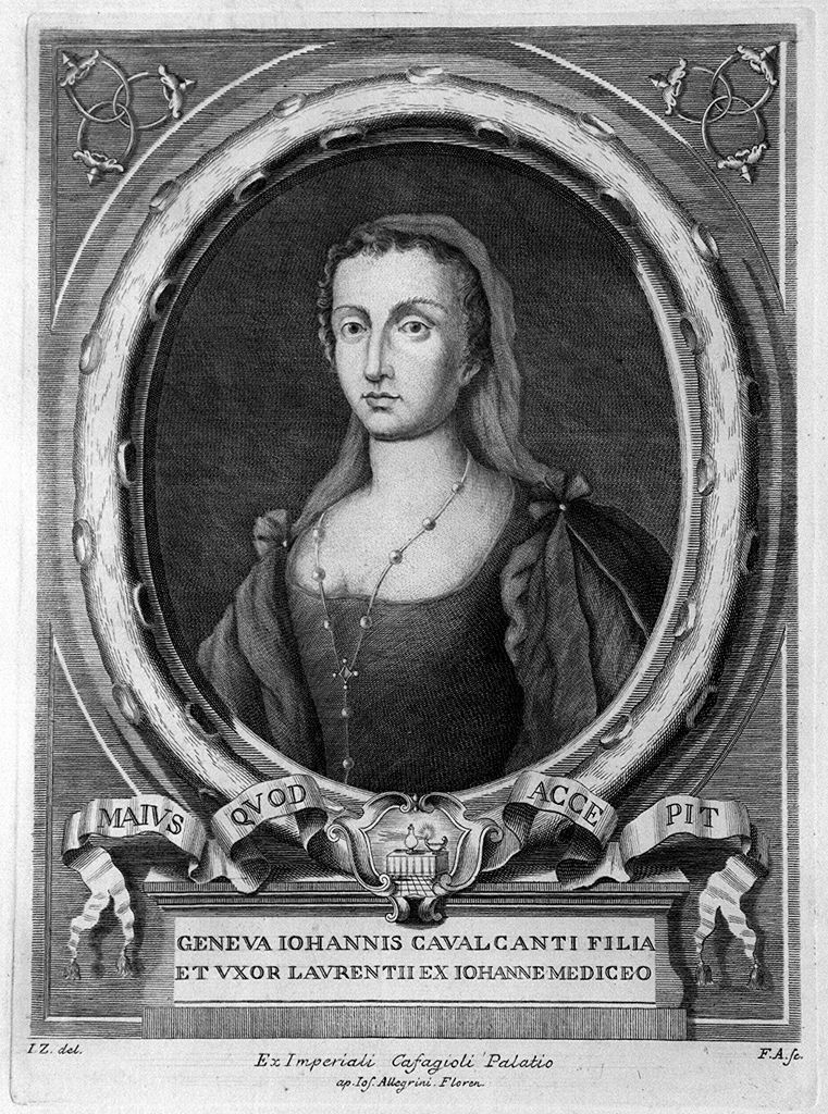 ritratto di Ginevra Cavalcanti (stampa, elemento d'insieme) di Allegrini Francesco, Zocchi Giuseppe (sec. XVIII)
